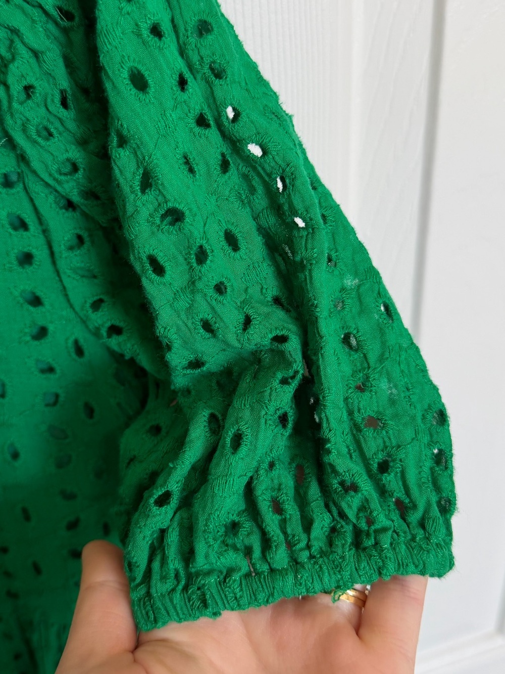 SugarLips Jacey Eyelet Babydoll Mini Dress Kelly Green Large - Picture 4 of 5